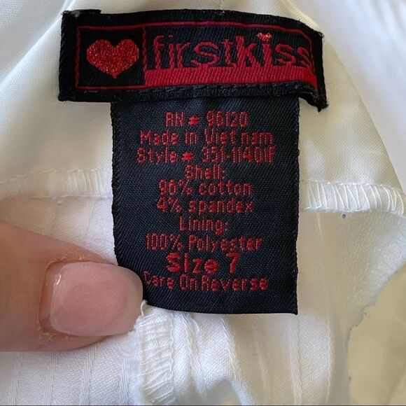 First Kiss White Cotton Pants, Junior Size 7 - Picture 7 of 11